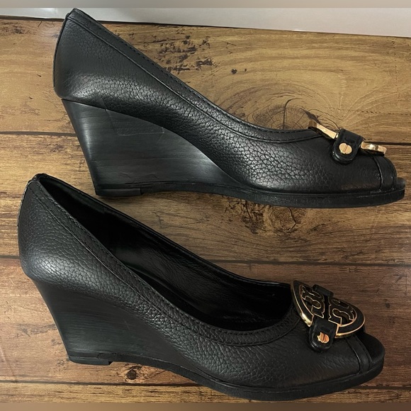 Tory Burch Black Amanda Peep Toe Pumps 8M - Picture 6 of 10